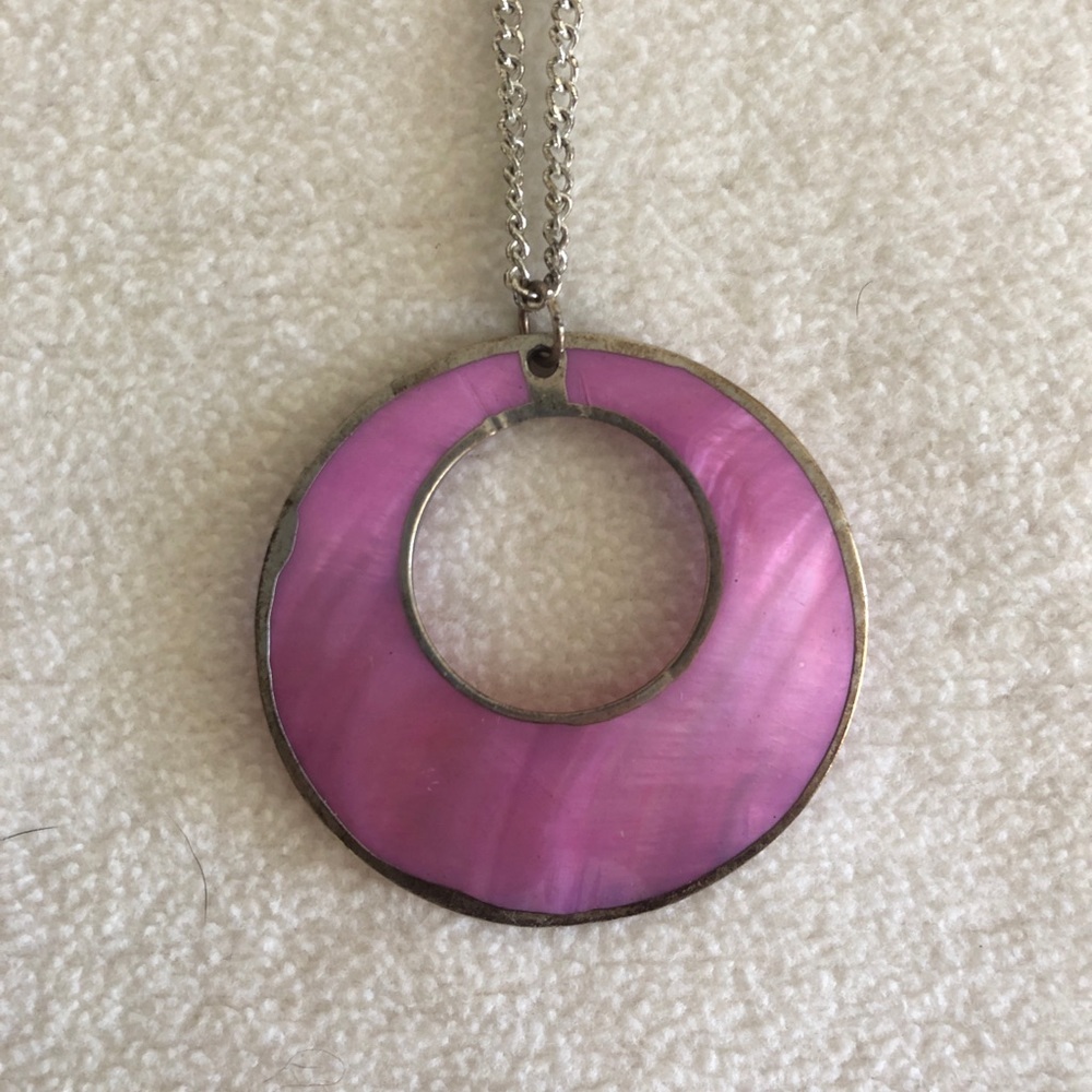 Pink Stained Glass-Inspired pendant necklace